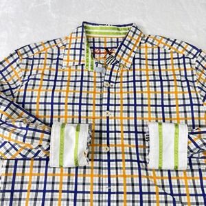 Robert Graham Shirt Mens Medium Multi Colored Tailored Fit Checkered Flip Cuff